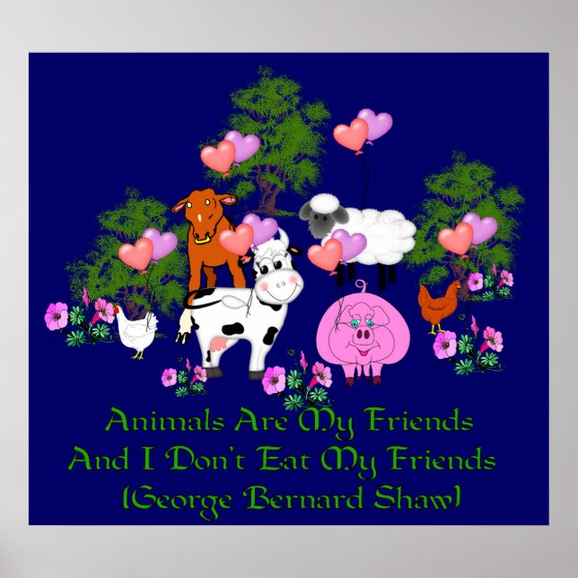 Affiche G. B. Shaw Citation végétarienne (Devant)