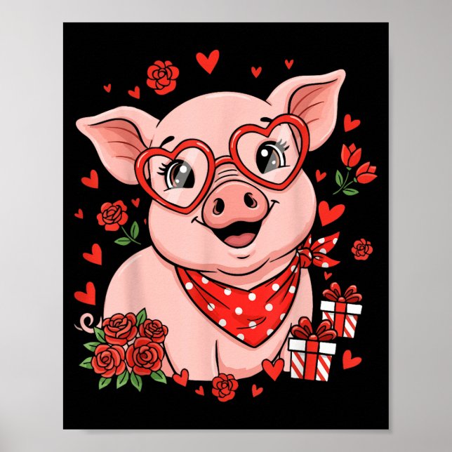 Affiche G Cute Farm Animal Sungles Heart Love Valentine  (Devant)