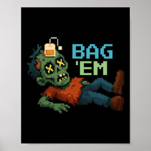 Affiche G en Pixel Zombie Tea G Halloween Npc Joueur Meme 