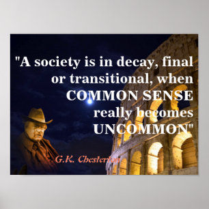 Affiche G.K. Chesterton Citation Sur Une Société En Décrép