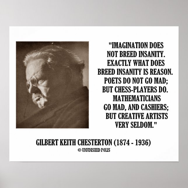 Affiche G.K. Chesterton Imagination Insanity Creative (Devant)
