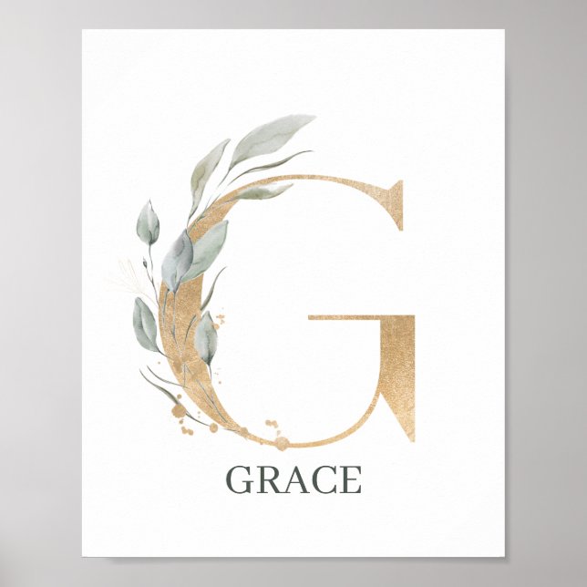 Affiche G Monogramme Floral Personnalisé (Devant)
