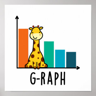 Affiche G-raph Funny Giraffe Graph Pun