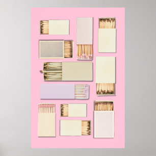 Affiche Gabarit de Boîte d'Allumettes Vintage Rose Personn