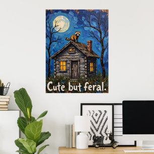 Affiche Gabled Guardian : Raccoon sur le toit