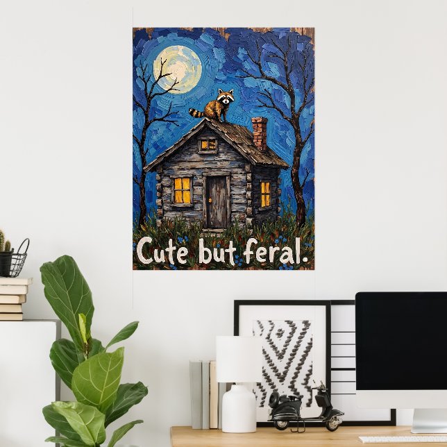 Affiche Gabled Guardian : Raccoon sur le toit (Bureau à domicile)