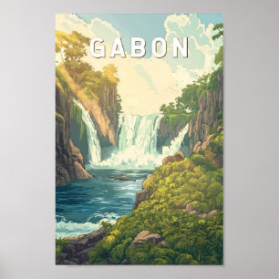 Affiche Gabon Illustration Voyage Art Vintage