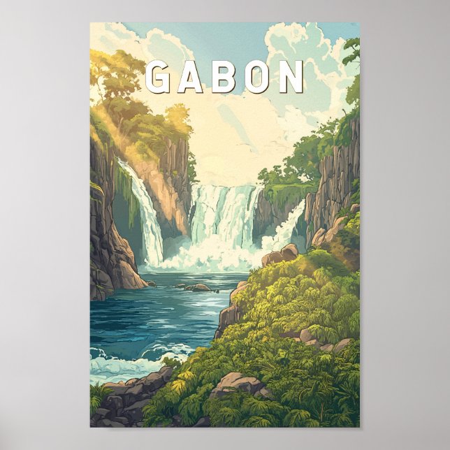 Affiche Gabon Illustration Voyage Art Vintage (Devant)