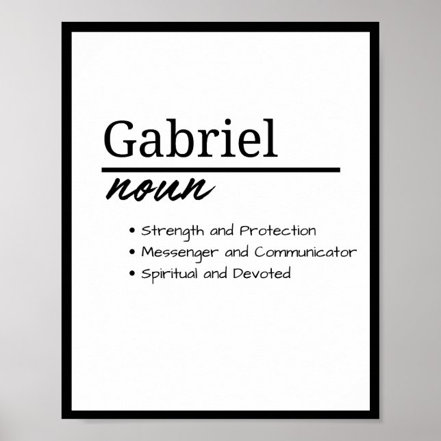 Affiche Gabriel, Garçon Nom Personnalisé Définition (Devant)