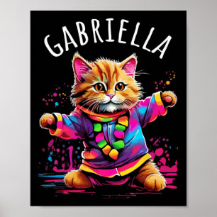 Affiche Gabriella Dancing Kitty Cat Design Pour Filles Nom