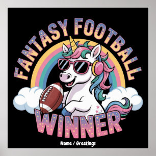 Affiche Gagnant de Football Fantastique Licorne Drôle Styl