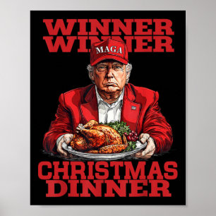 Affiche Gagnant Dîner de Noël Santa Trump Xmas Thanksgivin
