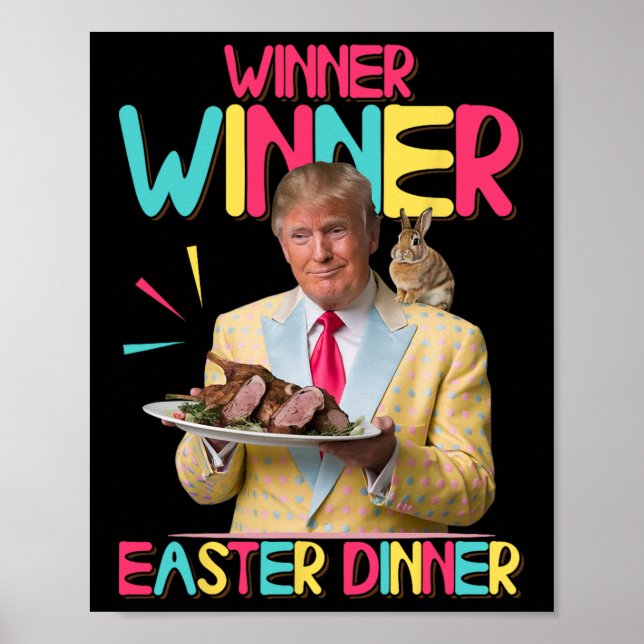 Affiche Gagnant Dîner de Pâques Drôle Funny Trump Bunny Ha (Devant)