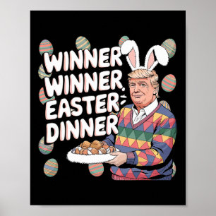 Affiche Gagnant Dîner de Pâques Trump Lapin Chasse Œufs Jo