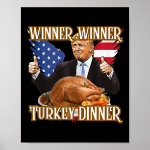 Affiche Gagnant Dîner Turquie Dîner Drôle Trump Thanksgivi