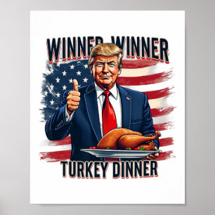 Affiche Gagnant Dîner Turquie Dîner Drôle Trump Thanksgivi