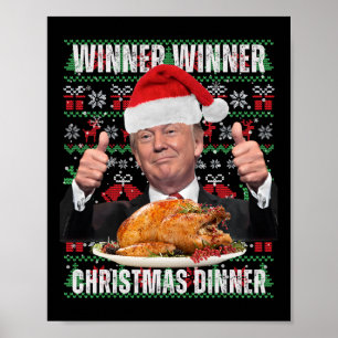 Affiche Gagnant Gagnant Dîner de Noël Humour Drôle Trump X
