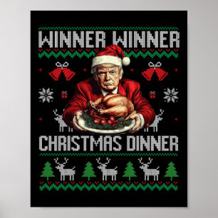 Affiche Gagnant Gagnant Dîner de Noël Père Noël Trump Pull