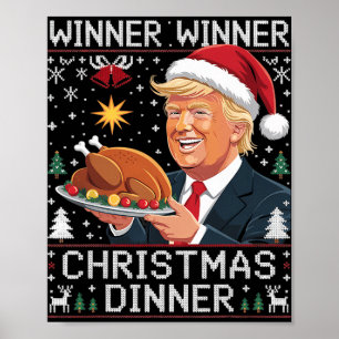 Affiche Gagnant Gagnant Dîner de Noël Santa Trump Pull Ugl