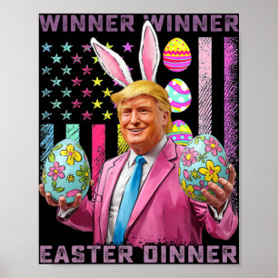 Affiche Gagnant Gagnant Dîner de Pâques Drôle Trump Joyeux