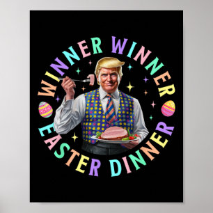 Affiche Gagnant Gagnant Dîner de Pâques Drôle Trump Joyeux