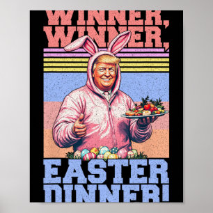 Affiche Gagnant Gagnant Dîner de Pâques Drôle Trump Oreill
