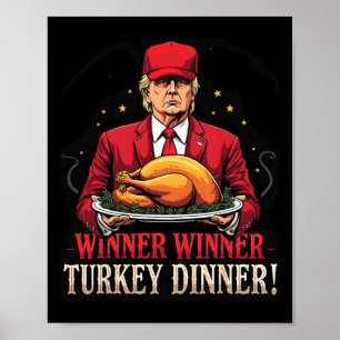 Affiche Gagnante Funny Gagnante Turquie Dîner Trump Pjs Me