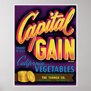 Affiche Gain de capital Guadalupe Californie Légumes Or