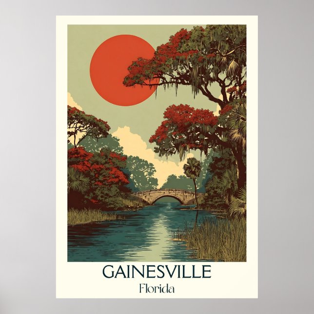 Affiche Gainesville Floride Vintage Nature Travel Art (Devant)