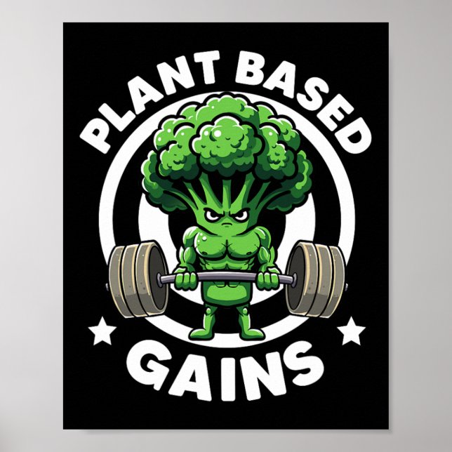 Affiche Gains Basés Sur plante Vegan Athlete Vegan Gym Veg (Devant)