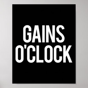 Affiche Gains O'clock Funny Gym Poids Bodybuilding