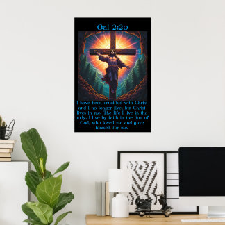 Affiche Gal 2:20 avec Jésus sur la croix