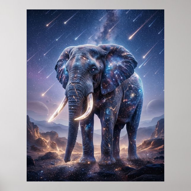 Affiche Galactic Elephant Starfall Sky (Devant)