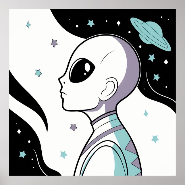 Affiche Galactic Gaze: Alien in Cosmic Space (Devant)