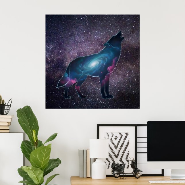 Affiche Galactic Howling Wolf Silhouette (Bureau à domicile)