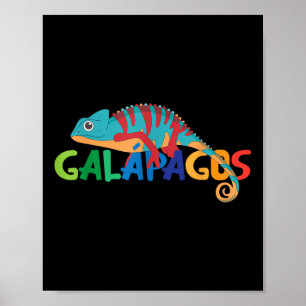 Affiche Galapagos Îles été Coloré Chameleon Exotique
