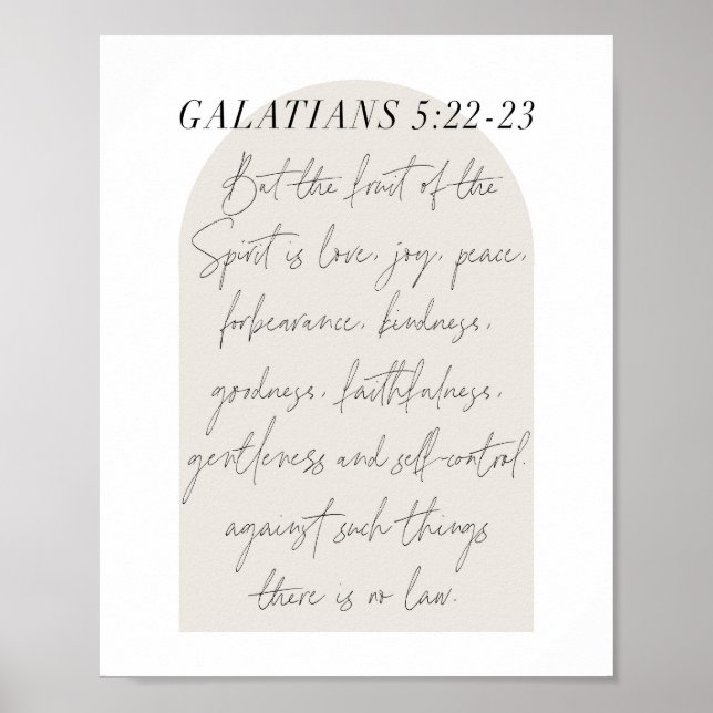 Affiche Galates 5:22-23 Mini Boho Arc Beige Script (Devant)