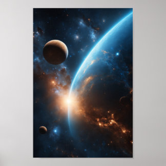 Affiche Galaxie Bleue Orb Cosmique Stellaire Univers