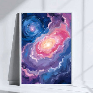 Affiche Galaxie ci-dessus Ciel Étoiles Pastel Aquarelle