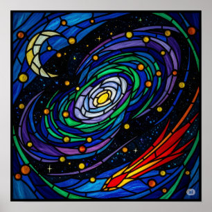 Affiche Galaxie cosmique Art en verre tendu