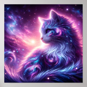 Affiche Galaxie Cosmique Féline Mystique Céleste
