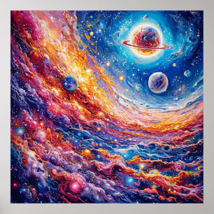 Affiche Galaxie des planètes de lune