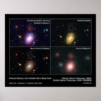 Affiche Galaxie distante dans le champ ultra profond Hubbl