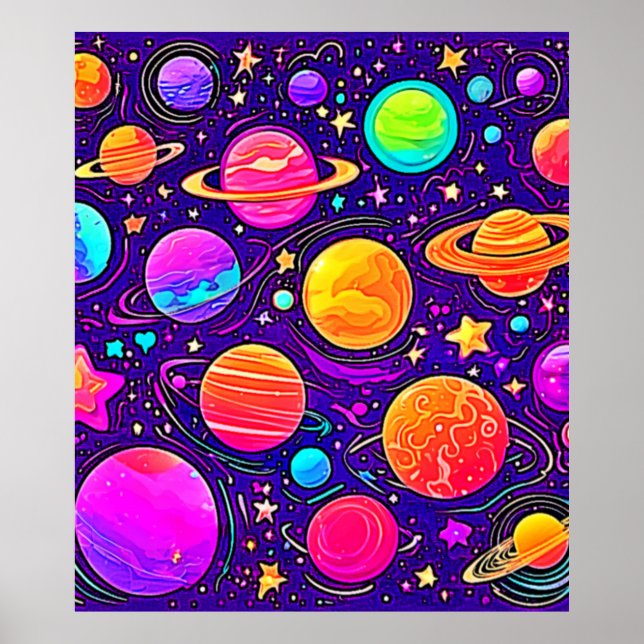 Affiche Galaxie fantaisiste aux teintes douces (Devant)