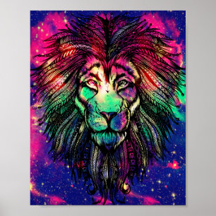 Affiche Galaxie Hipster Lion arc-en-ciel                  