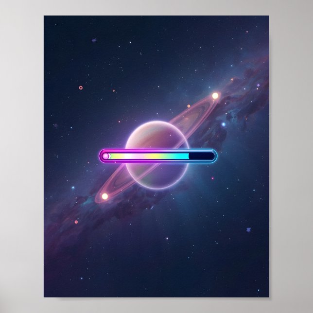 Affiche Galaxie néon chargée sur une planète (Devant)