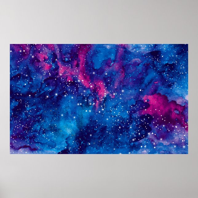 Affiche Galaxie spatiale aquarelle ciel nocturne avec étoi (Devant)