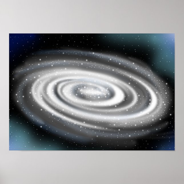 Affiche Galaxie spirale brillamment lumineuse (Devant)
