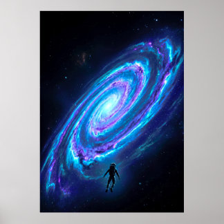 Affiche Galaxie spirale cosmique lumineuse d'astronaute so