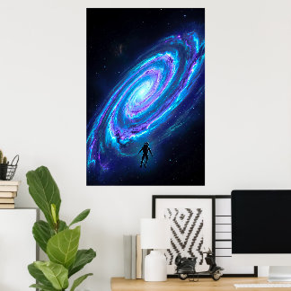 Affiche Galaxie spirale cosmique lumineuse d'astronaute so